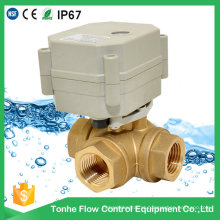 Controle elétrico do fluxo de 3 maneiras Válvula de esfera de água de bronze Ce / válvula de fechamento motorizada de RoHS com operação manual